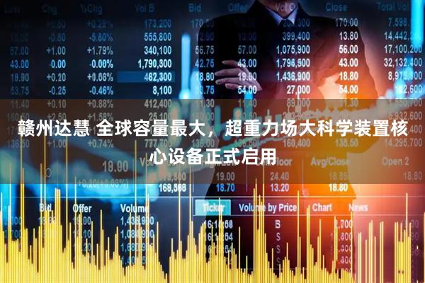 赣州达慧 全球容量最大，超重力场大科学装置核心设备正式启用